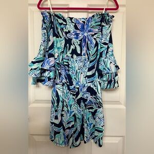 Lilly Pulitzer Blue and Green Calla Romper